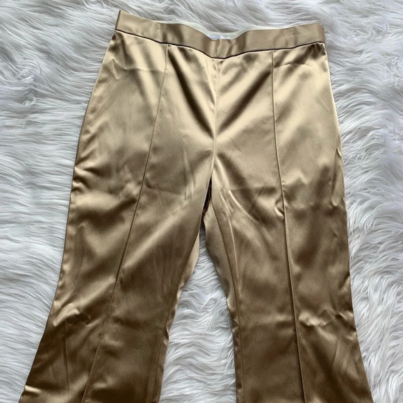New Rosetta Getty Flared Leg Duchess Satin Pants Champagne Designer Luxury 10 - Picture 4 of 8